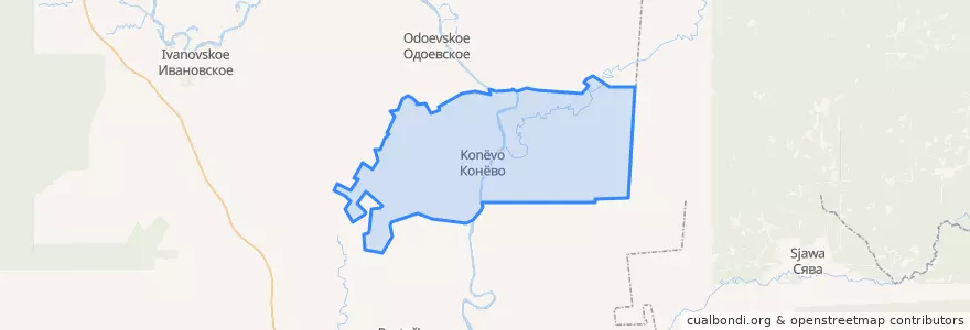 Mapa de ubicacion de Конёвское сельское поселение.