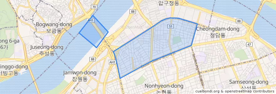 Mapa de ubicacion de 신사동.