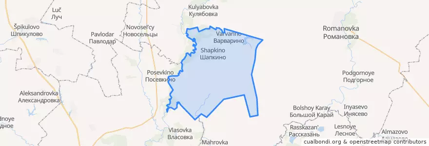 Mapa de ubicacion de Шапкинский сельсовет.