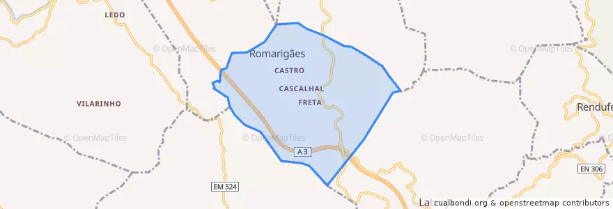 Mapa de ubicacion de Romarigães.