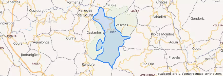 Mapa de ubicacion de Bico e Cristelo.