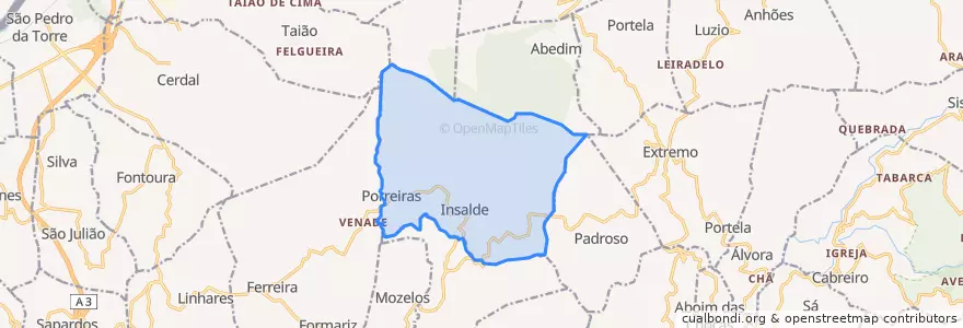 Mapa de ubicacion de Insalde e Porreiras.