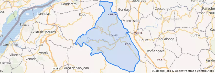 Mapa de ubicacion de Covas.