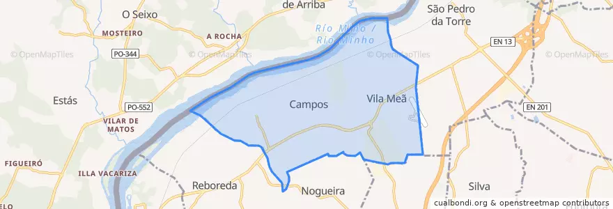 Mapa de ubicacion de Campos e Vila Meã.
