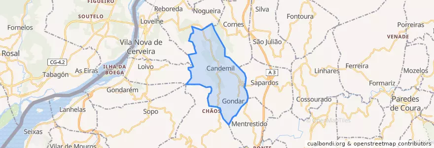 Mapa de ubicacion de Candemil e Gondar.