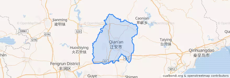 Mapa de ubicacion de Qian'an City.
