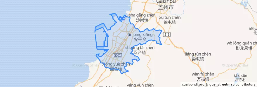 Mapa de ubicacion de Bayuquan District.