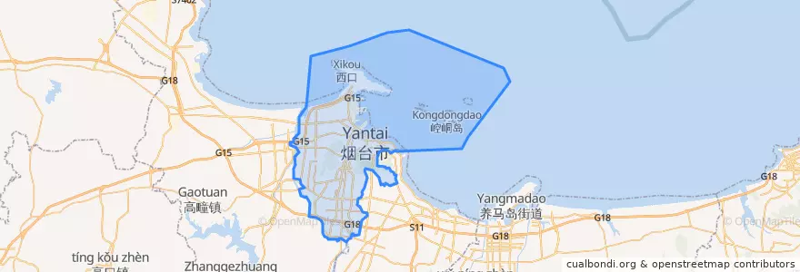 Mapa de ubicacion de 芝罘区.