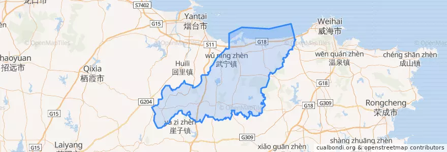 Mapa de ubicacion de 牟平区.