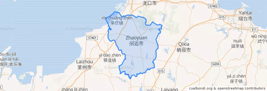 Mapa de ubicacion de 招远市.