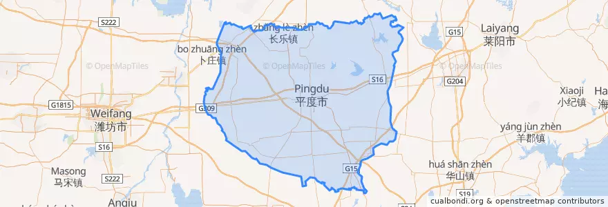 Mapa de ubicacion de Pingdu City.