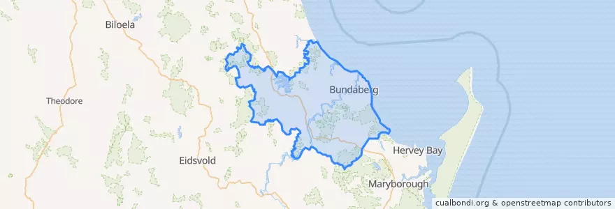 Mapa de ubicacion de Bundaberg Region.