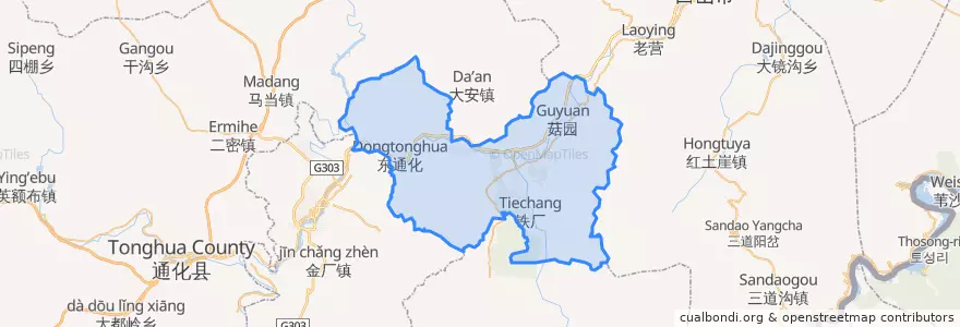 Mapa de ubicacion de Erdaojiang District.