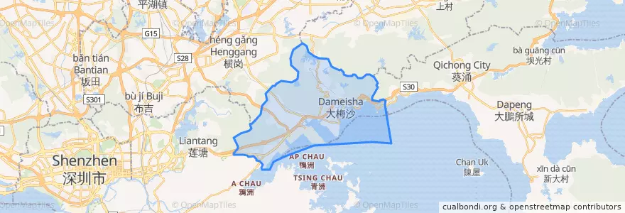 Mapa de ubicacion de Yantian.