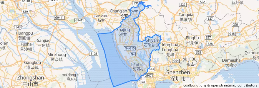 Mapa de ubicacion de 宝安区.