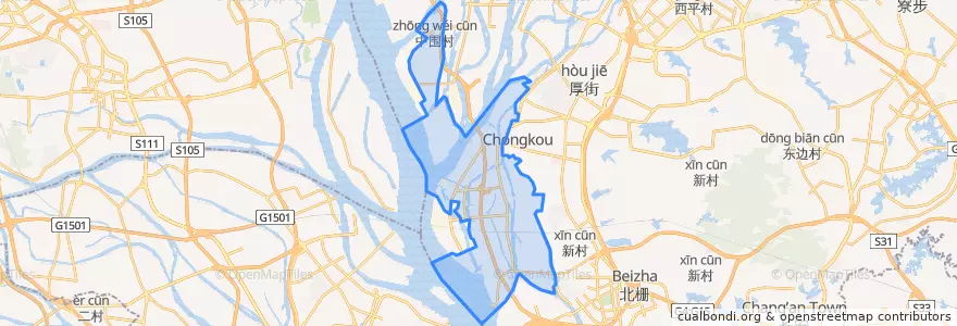 Mapa de ubicacion de 沙田镇 (Shatian).