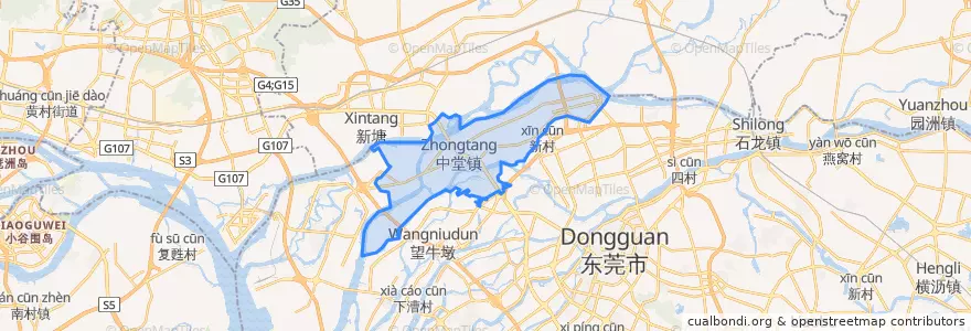 Mapa de ubicacion de 中堂镇 (Zhongtang).