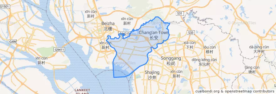 Mapa de ubicacion de 长安镇 (Chang'an).