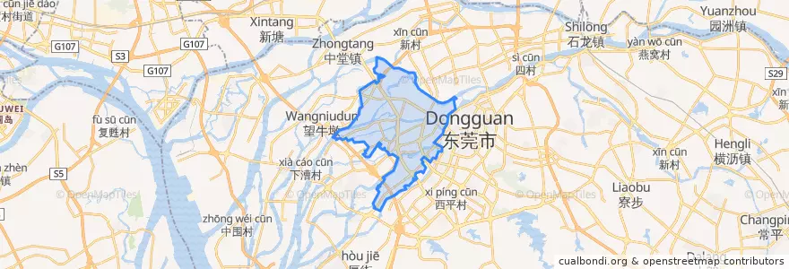 Mapa de ubicacion de 万江街道 (Wanjiang).