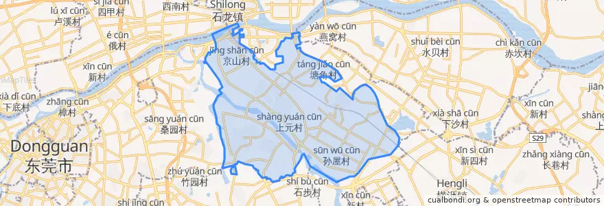 Mapa de ubicacion de 茶山镇 (Chashan).