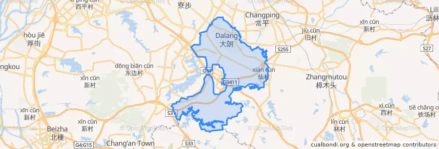 Mapa de ubicacion de 大朗镇 (Dalang).