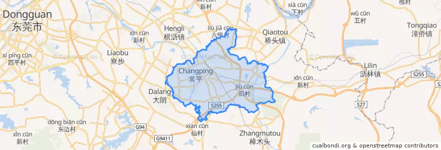 Mapa de ubicacion de 常平镇 (Changping).