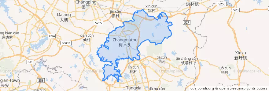 Mapa de ubicacion de 樟木头镇 (Zhangmutou).