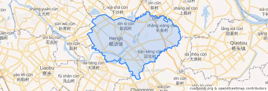 Mapa de ubicacion de 横沥镇 (Hengli).