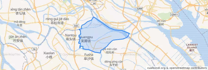 Mapa de ubicacion de 黄圃镇.