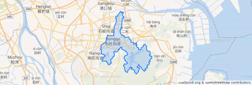 Mapa de ubicacion de Dongqu Subdistrict.