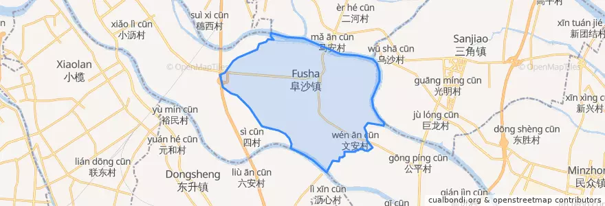 Mapa de ubicacion de 阜沙镇 (Fusha).