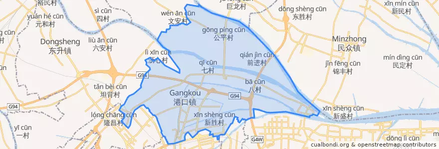 Mapa de ubicacion de 港口镇 (Gangkou).