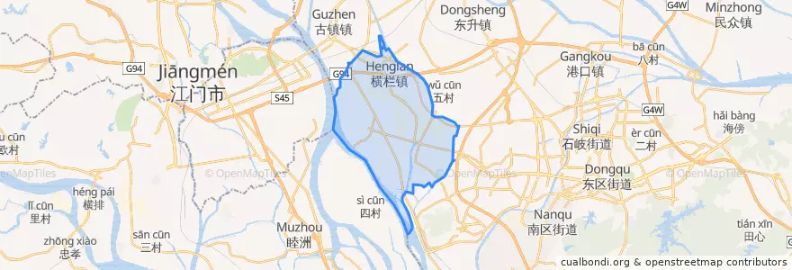 Mapa de ubicacion de 横栏镇 (Henglan).