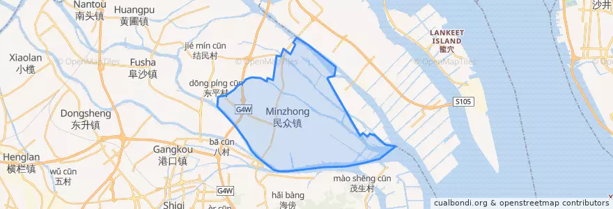 Mapa de ubicacion de Minzhong.