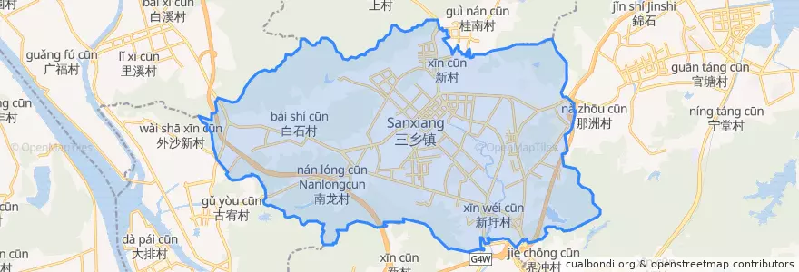 Mapa de ubicacion de 三乡镇 (Shenwan).