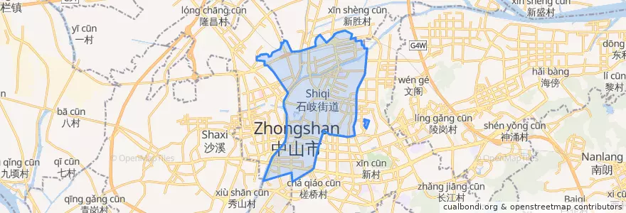 Mapa de ubicacion de 石岐区街道.