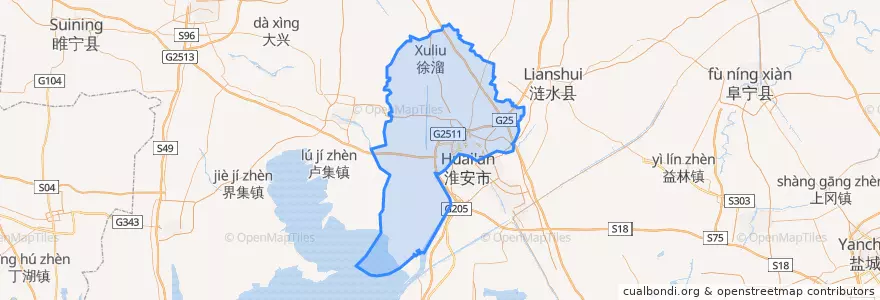 Mapa de ubicacion de 淮阴区 (Huaiyin).