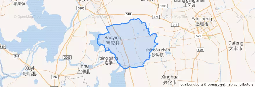 Mapa de ubicacion de Baoying County.