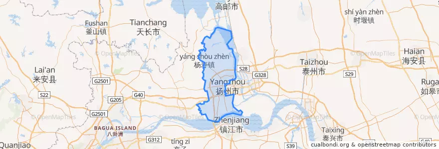 Mapa de ubicacion de 邗江区 (Hanjiang).