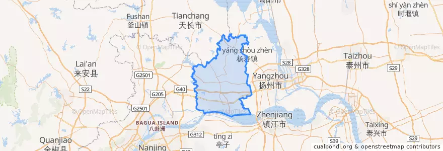 Mapa de ubicacion de Yizheng City.
