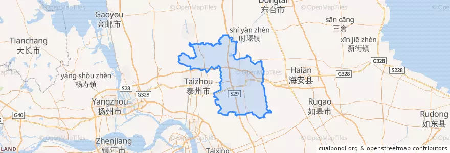 Mapa de ubicacion de 姜堰区.