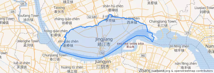 Mapa de ubicacion de 靖江市 (Jingjiang).