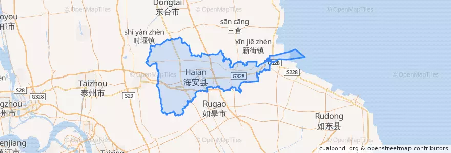 Mapa de ubicacion de 海安市.