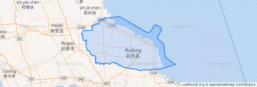 Mapa de ubicacion de Rudong County.