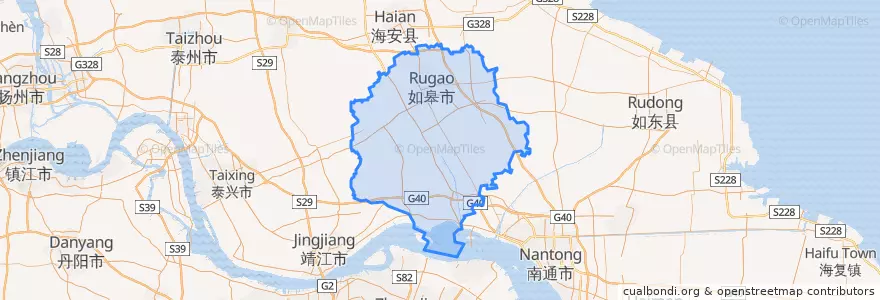 Mapa de ubicacion de Rugao City.