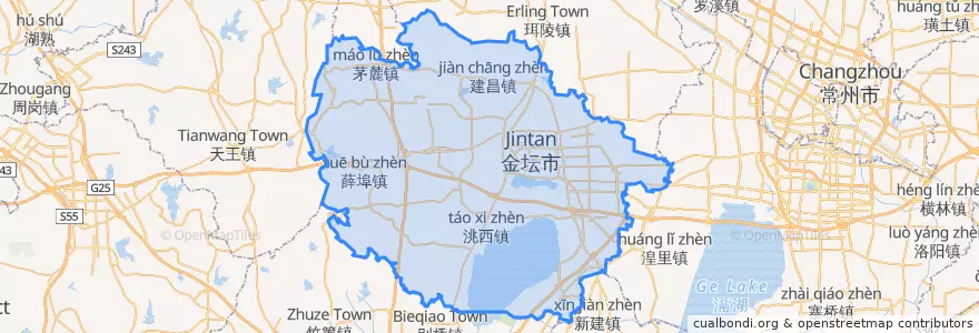 Mapa de ubicacion de 金坛区 (Jintan).