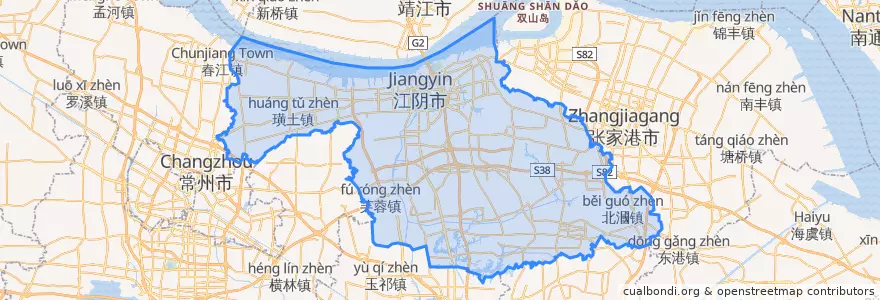 Mapa de ubicacion de Jiangyin City.