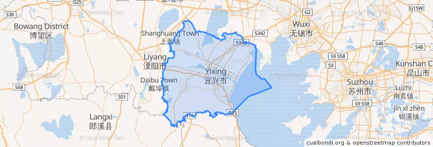 Mapa de ubicacion de Yixing City.