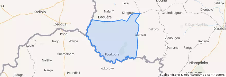 Mapa de ubicacion de Niankorodougou.