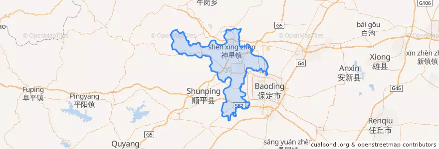 Mapa de ubicacion de Mancheng District.